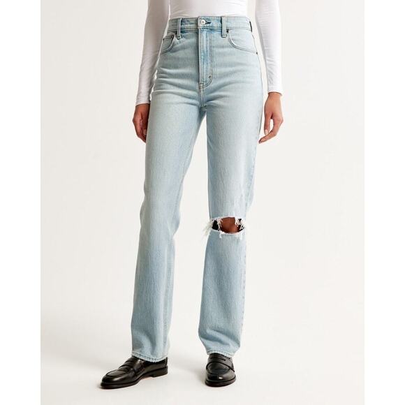 Abercrombie & Fitch Ankle Straight Ultra High Rise Jeans Light Destroy Size 25 - Picture 8 of 8